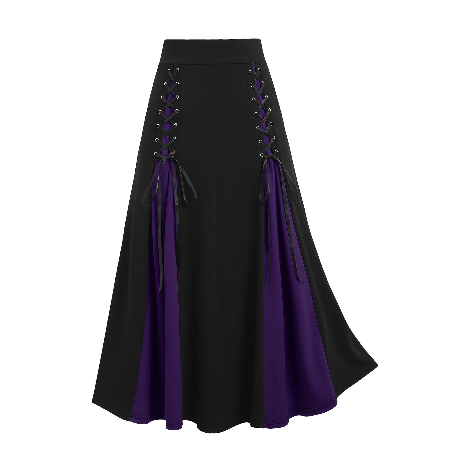 Women Maxi Skirt Vintage Summer High Waist A Line Victorian Long Skirt Steampunk Gothic Ruffled Hem Pleated Party Skirts