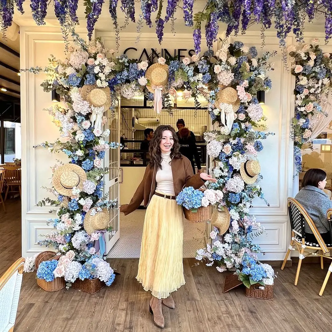YENKYE Women Crinkle A-line Midi Butter Yellow Skirt Elastic Waist Spring Summer Holiday Elegant Skirts New 2025 Falda Mujer