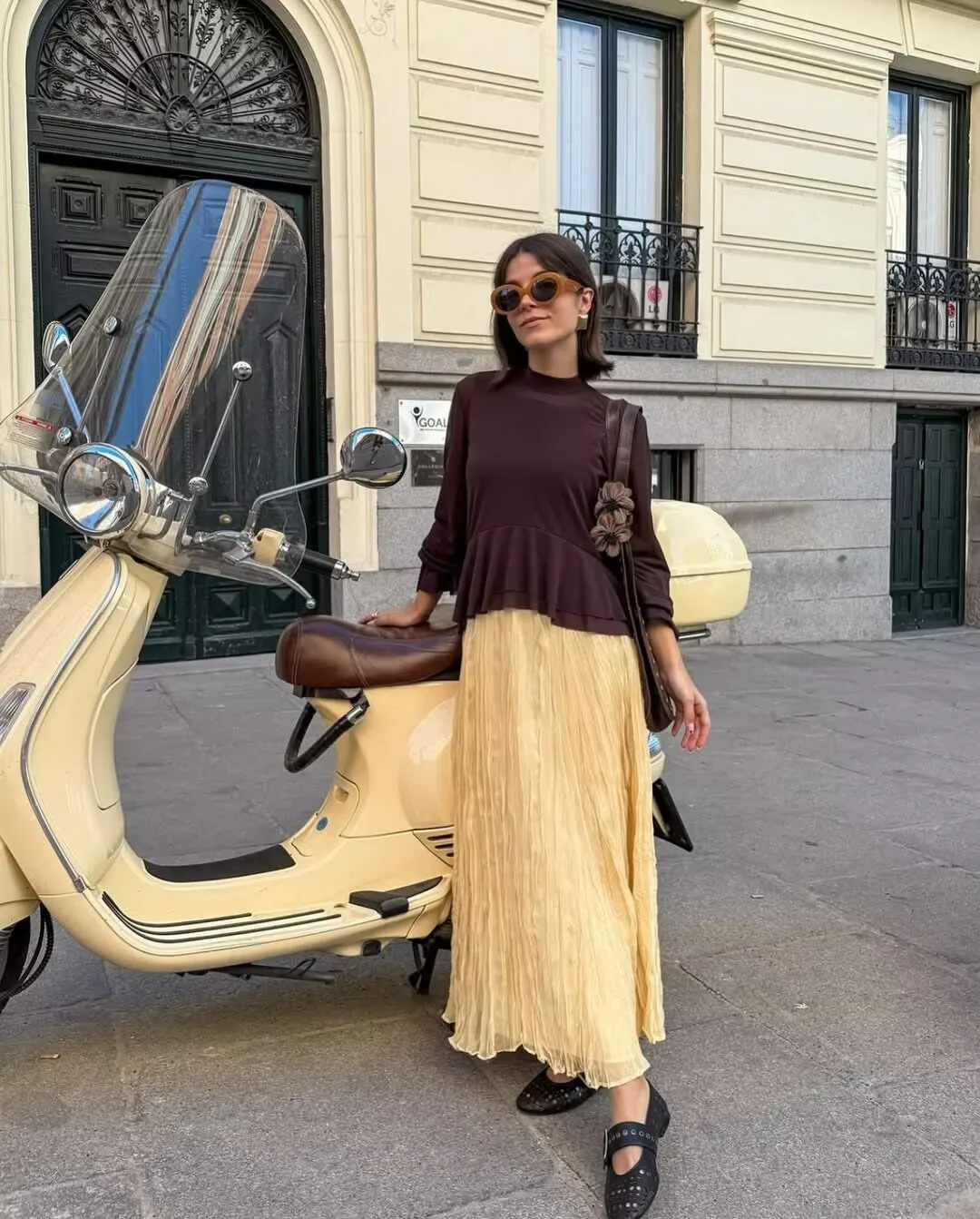 YENKYE Women Crinkle A-line Midi Butter Yellow Skirt Elastic Waist Spring Summer Holiday Elegant Skirts New 2025 Falda Mujer