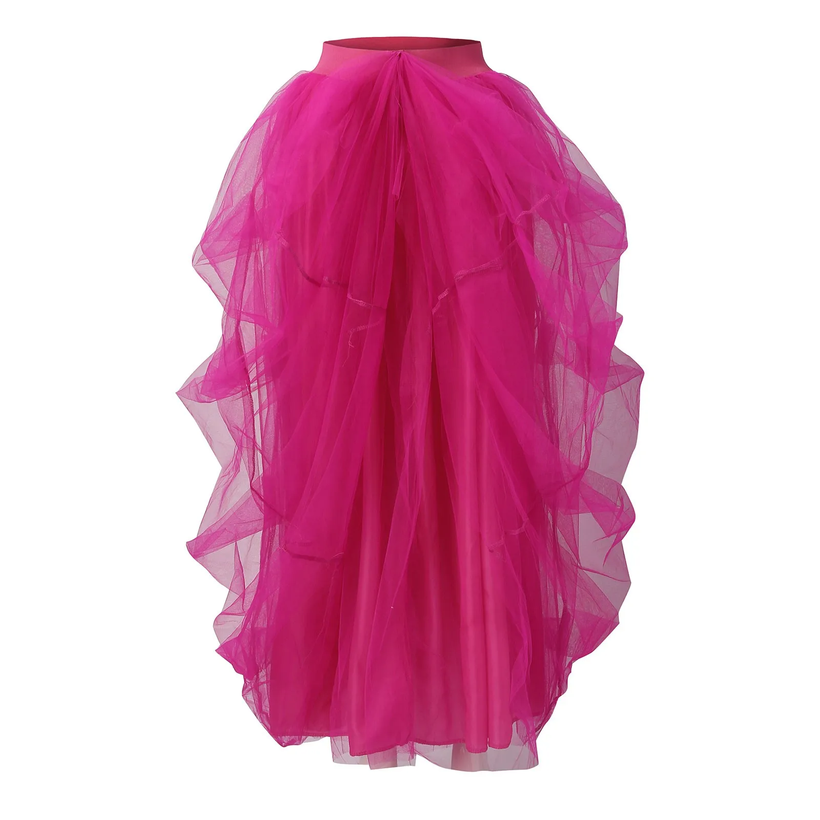 Women's Princess Tutu Skirt Elegant Puffy Tiered Tulle Skirts Fashion Korean Dance Party A Line High Waisted Mesh Maxi Skirt