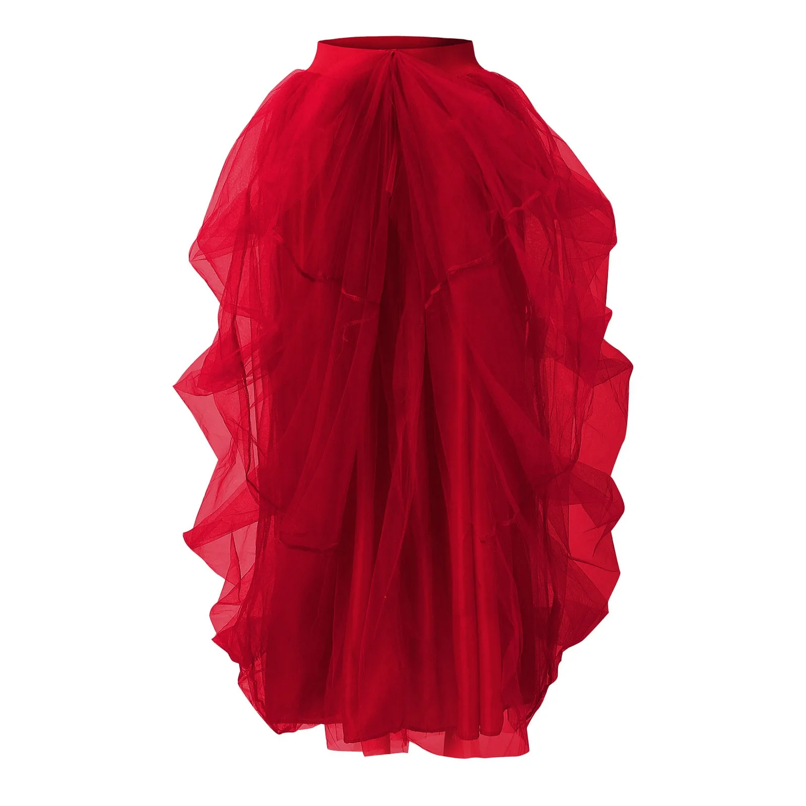 Women's Princess Tutu Skirt Elegant Puffy Tiered Tulle Skirts Fashion Korean Dance Party A Line High Waisted Mesh Maxi Skirt