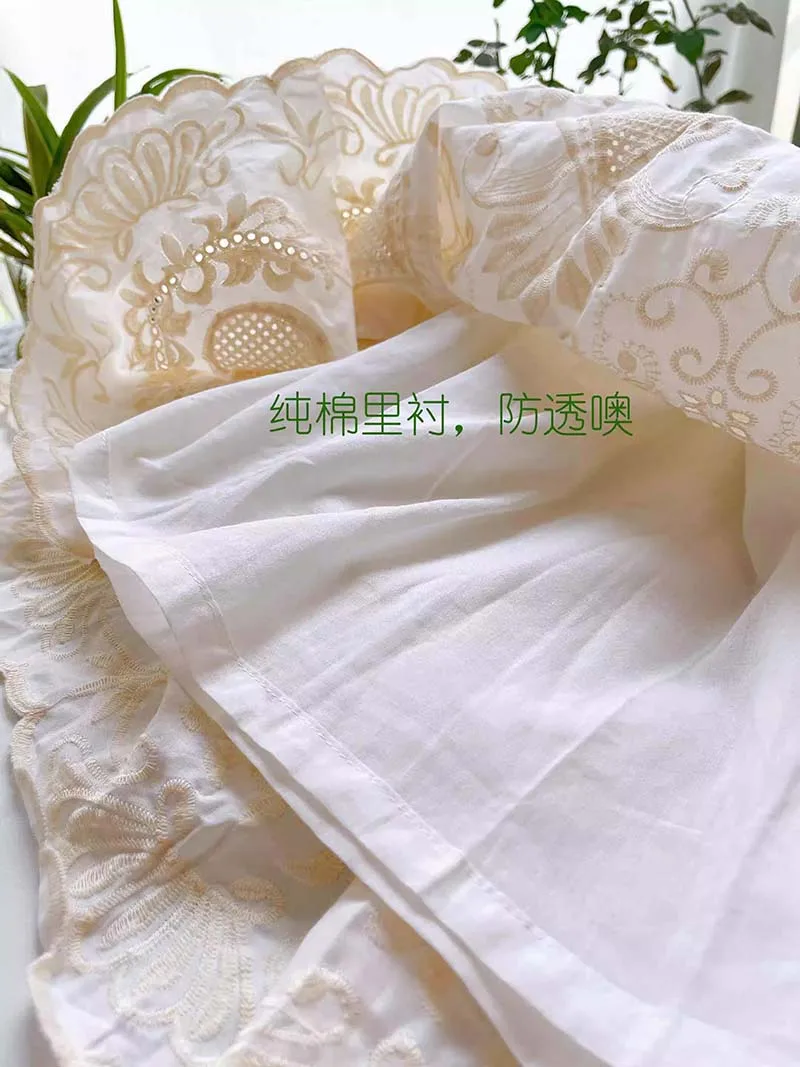 Vintage Embroidery Floral Cotton Midi Skirt Elastic Waist Skirts For Women 2026 Spring Summer