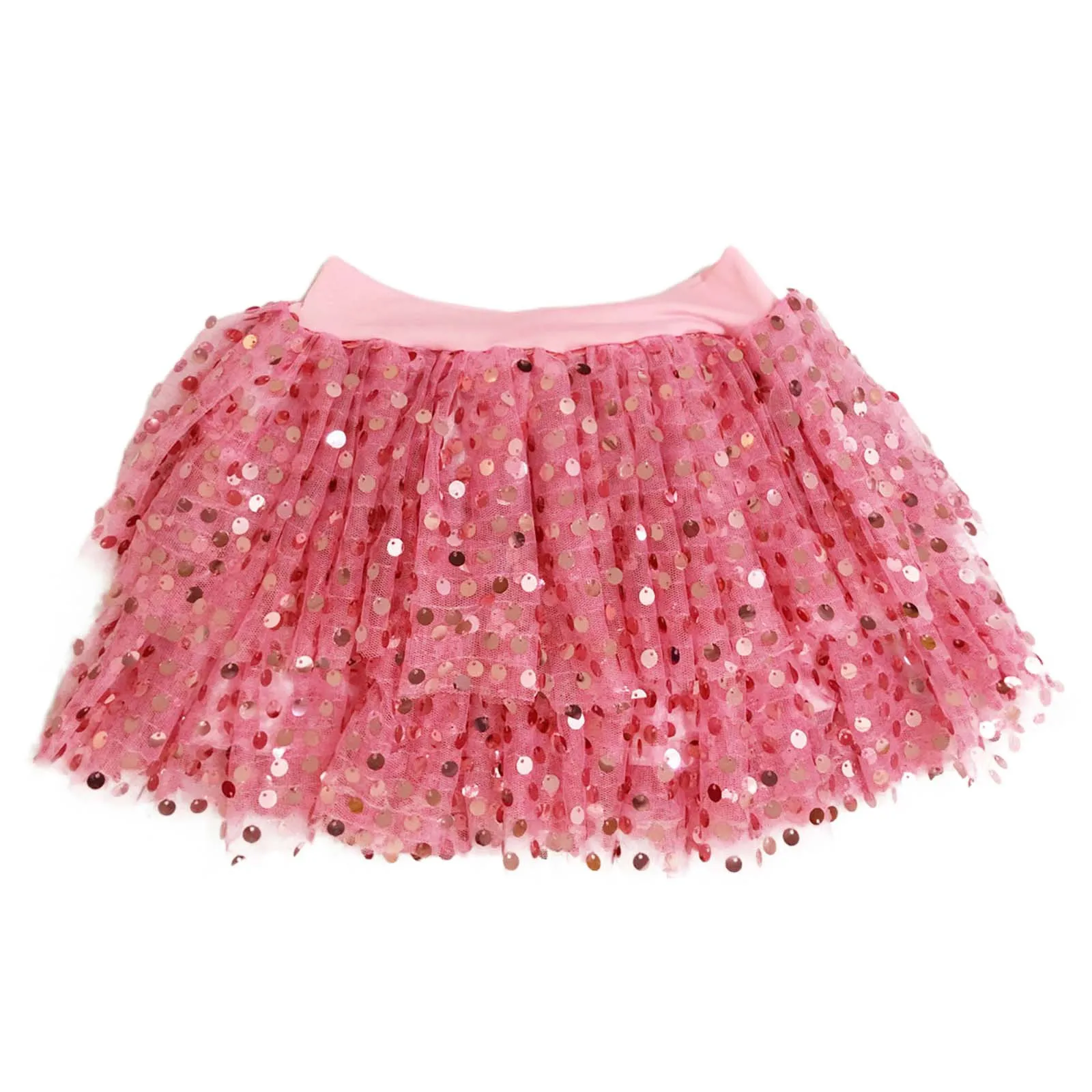 Women Sequined Fashion A-Line Skirt Glitter High Waist Mesh Double Layered Tutu Skirt Clubwear Rave Performance Dancing Costumes