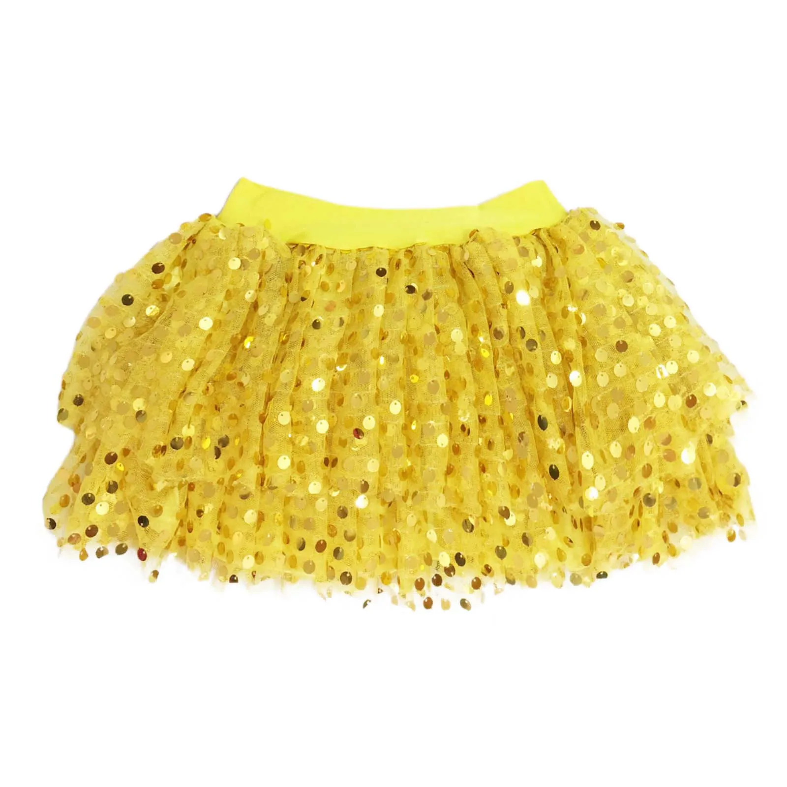 Women Sequined Fashion A-Line Skirt Glitter High Waist Mesh Double Layered Tutu Skirt Clubwear Rave Performance Dancing Costumes
