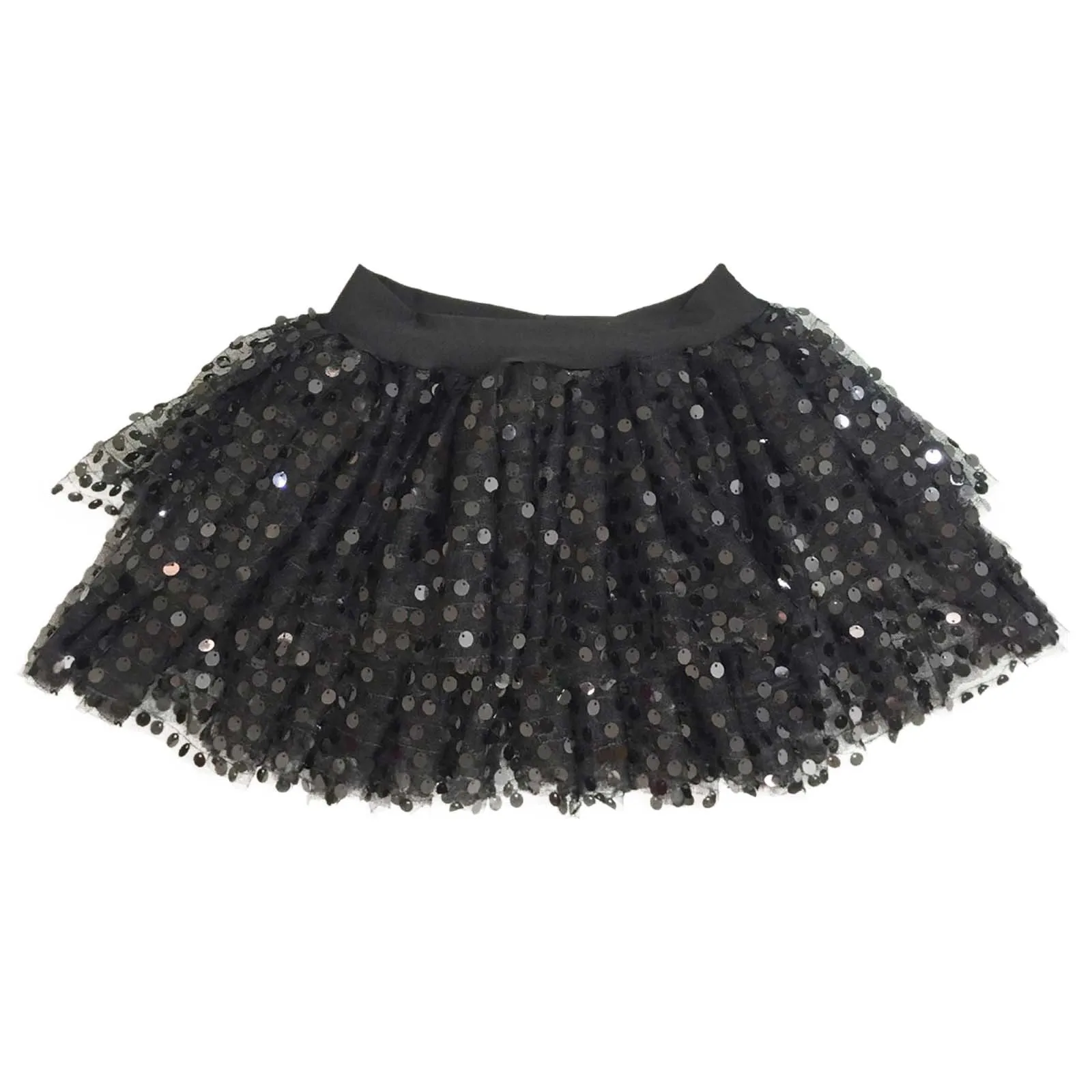Women Sequined Fashion A-Line Skirt Glitter High Waist Mesh Double Layered Tutu Skirt Clubwear Rave Performance Dancing Costumes