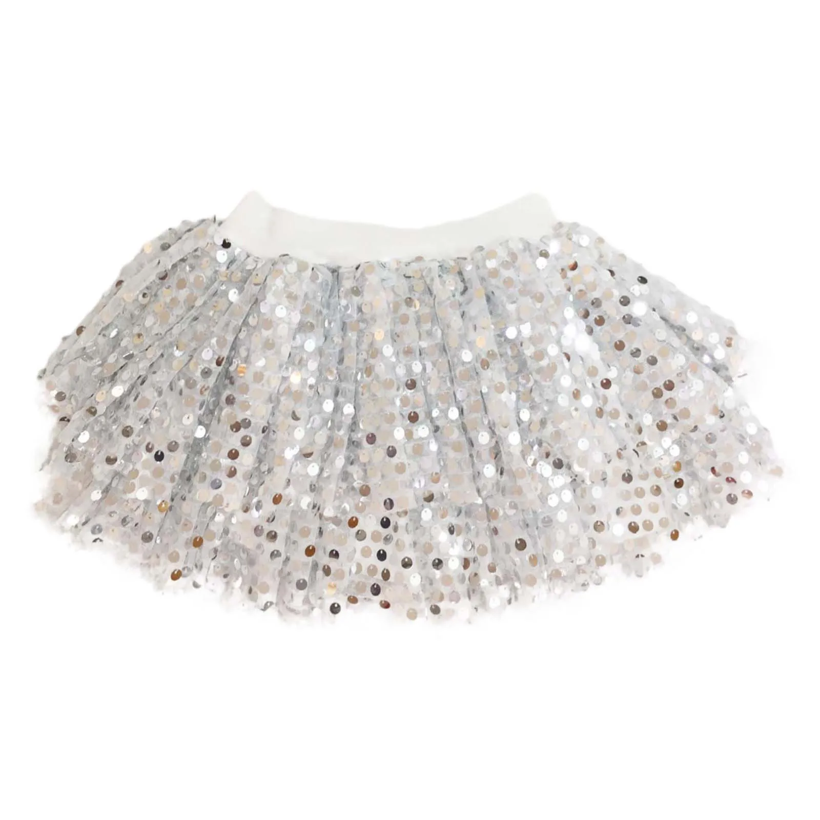 Women Sequined Fashion A-Line Skirt Glitter High Waist Mesh Double Layered Tutu Skirt Clubwear Rave Performance Dancing Costumes