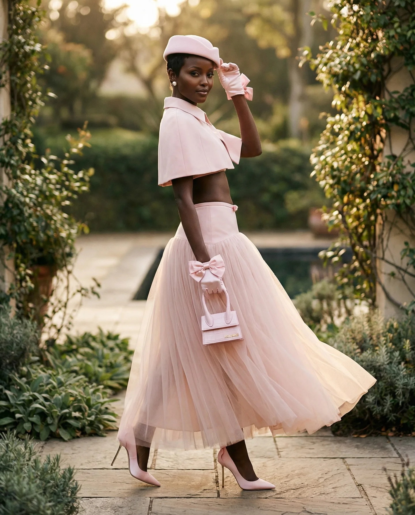 Elegant Light Pink Ankle Length Tulle Women Skirts With Cute Bow Details A-line Tulle Skirts Color Free