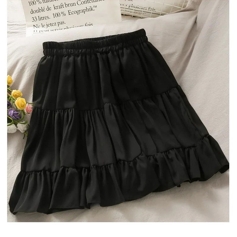 Women's Summer Sexy High Waist Slim Pleated A Line Mini Skirts Korean Fashion Casual Short Black White Skirt Alt Clothes Female