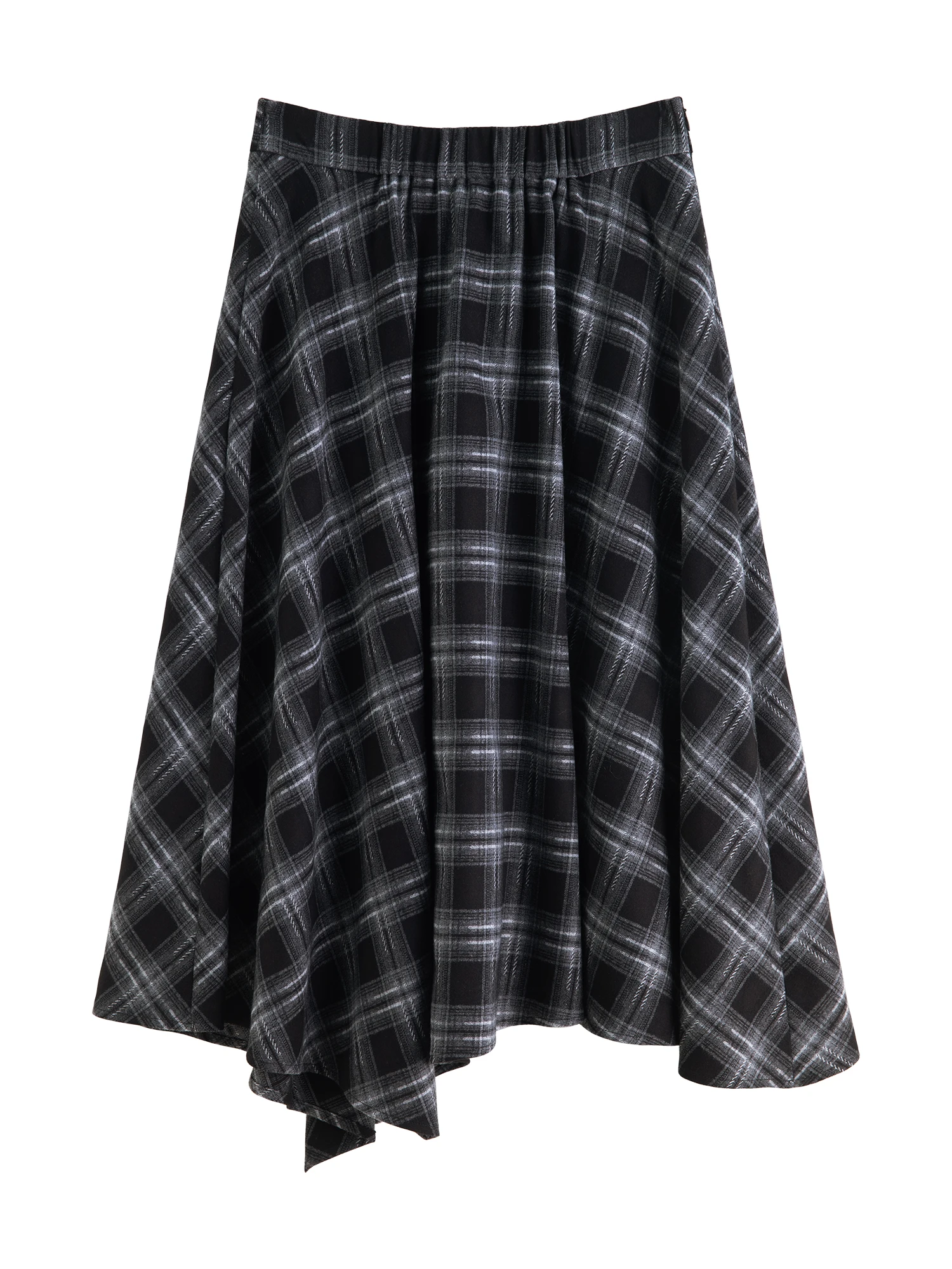 ZIQIAO 2025 Women's Retro Plaid A-Line Skirt - High Waist Flared Swing Midi Skirt with Pleated Detail for Office Casual​