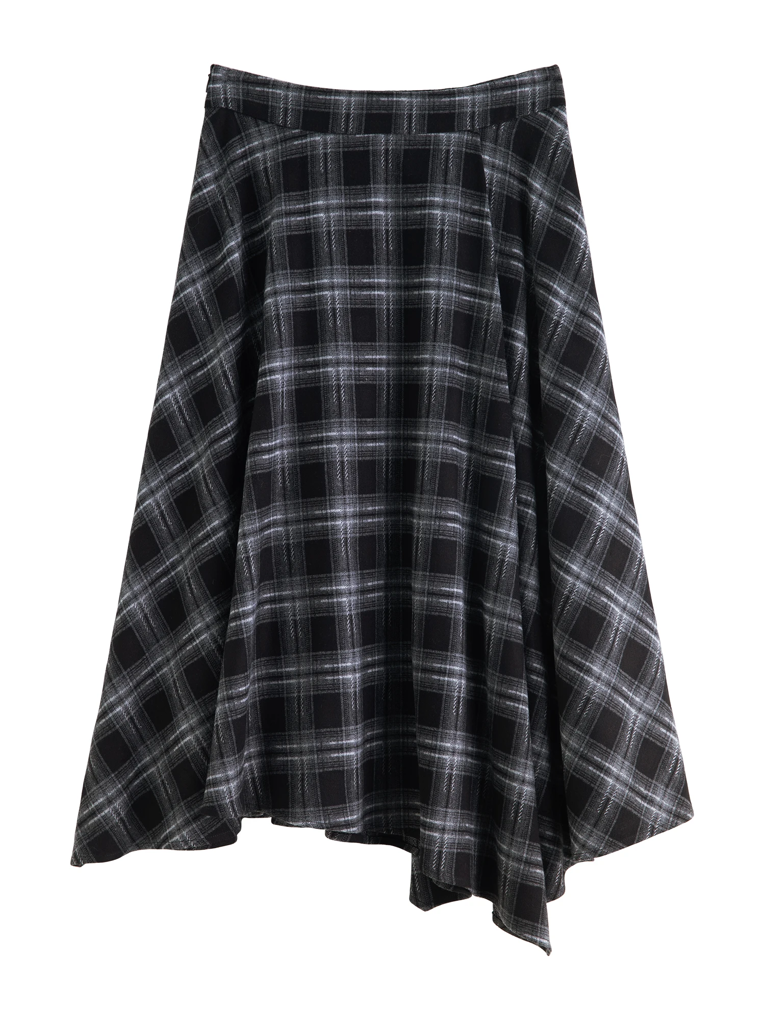 ZIQIAO 2025 Women's Retro Plaid A-Line Skirt - High Waist Flared Swing Midi Skirt with Pleated Detail for Office Casual​