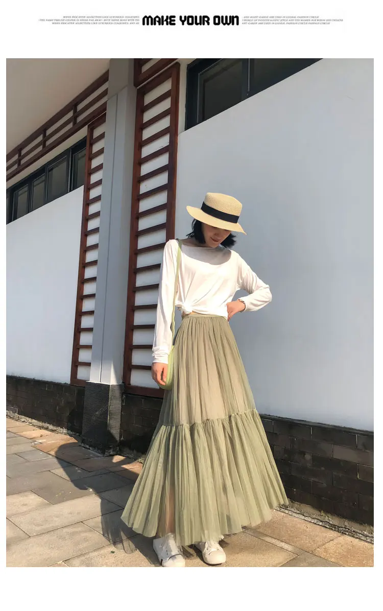 Vintage Gothic Black White Pleated Long Tulle Skirt Tutu Femme High Waist holiday Runway Mesh Skirts Womens 2025 Jupe Casual