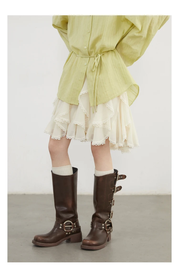 CHIC VEN Korean Women Skirts A Line Loose Casual New High Waist Irregular Lace Half Length Female Skirt Spring Summer 2025