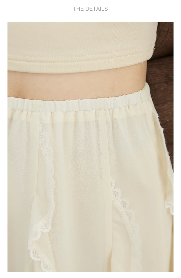 CHIC VEN Korean Women Skirts A Line Loose Casual New High Waist Irregular Lace Half Length Female Skirt Spring Summer 2025
