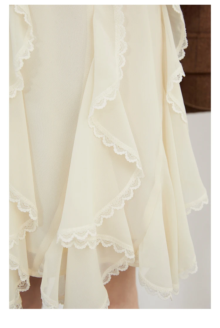 CHIC VEN Korean Women Skirts A Line Loose Casual New High Waist Irregular Lace Half Length Female Skirt Spring Summer 2025