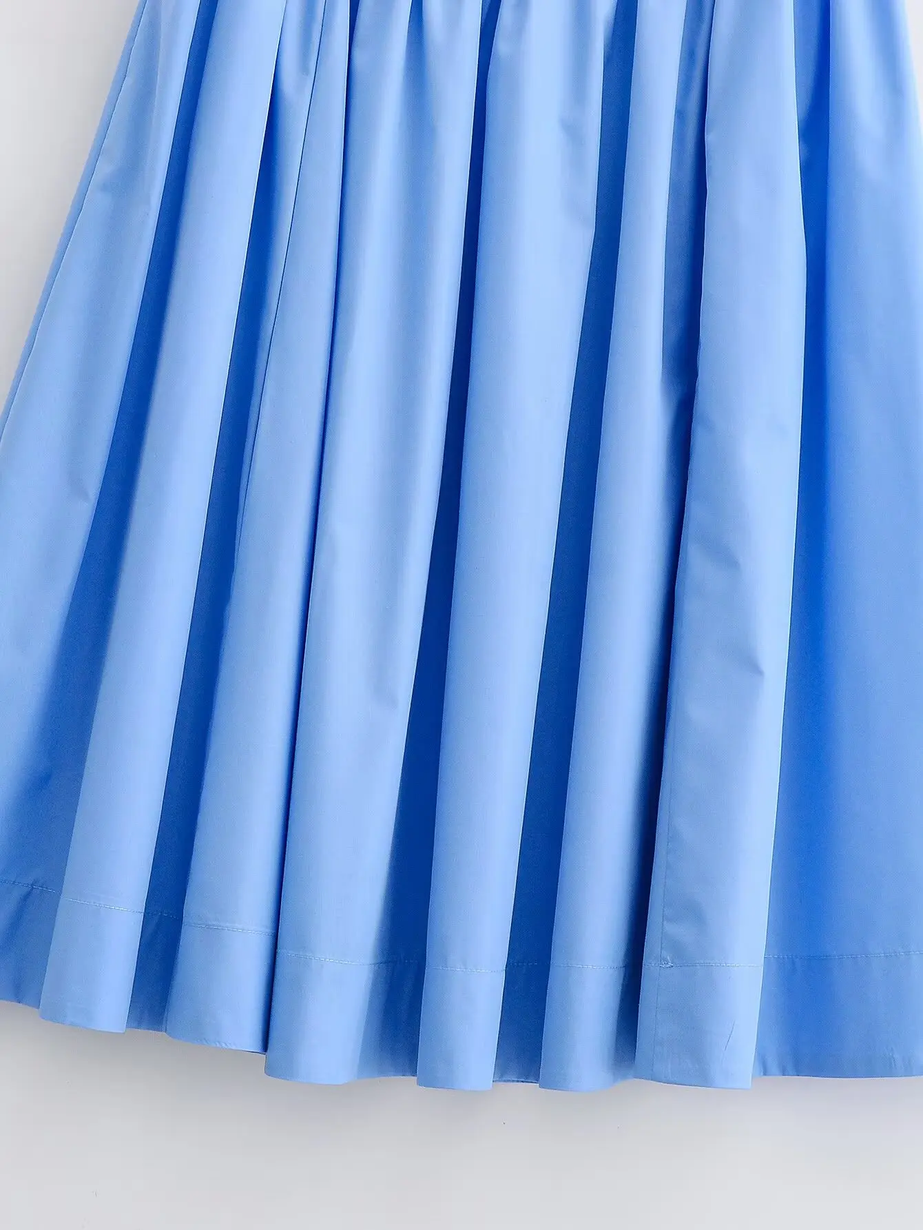 YENKYE New 2026 Women Blue Pleated A-line High Waist Skirt Spring Summer Big Swing Casual Skirts