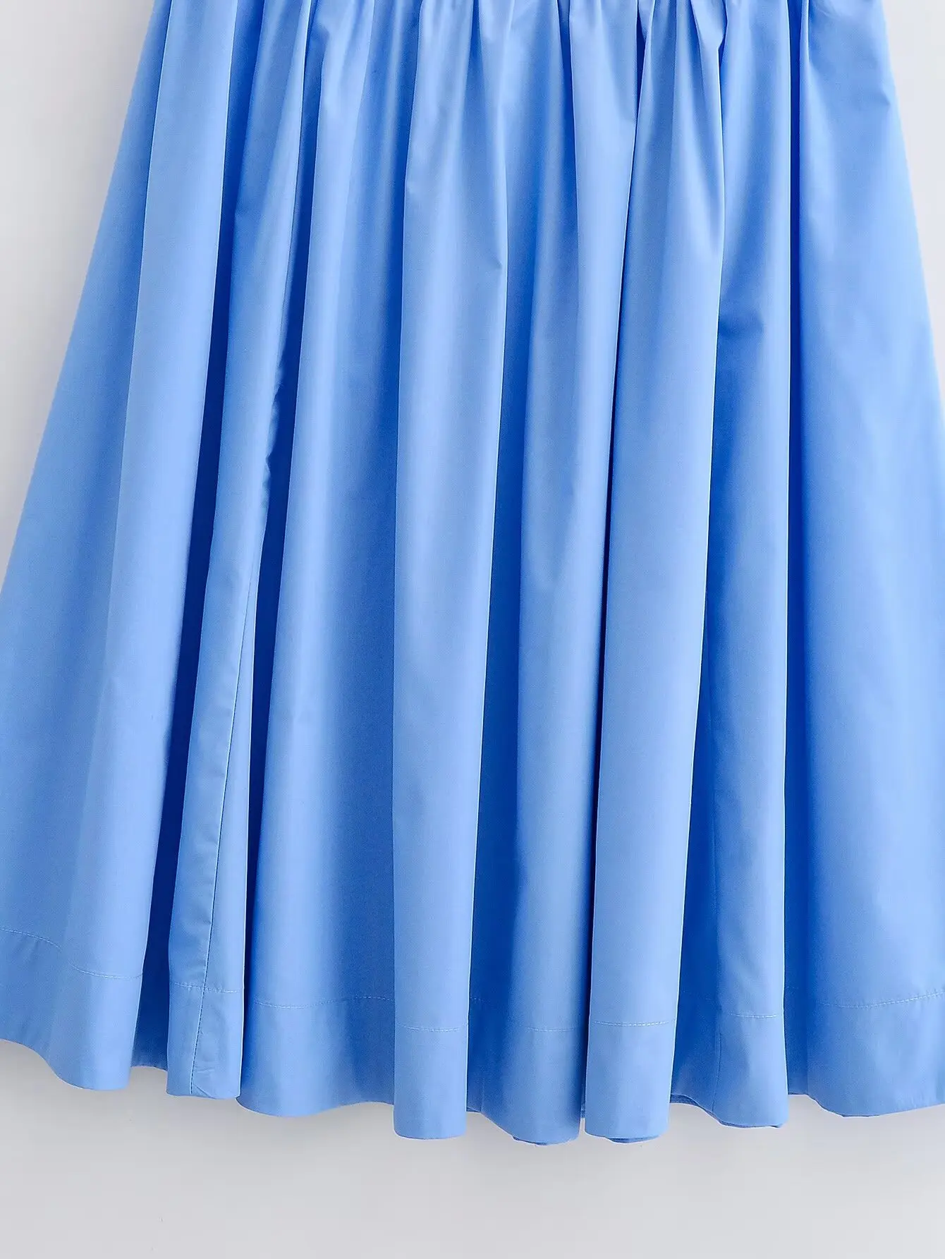 YENKYE New 2026 Women Blue Pleated A-line High Waist Skirt Spring Summer Big Swing Casual Skirts