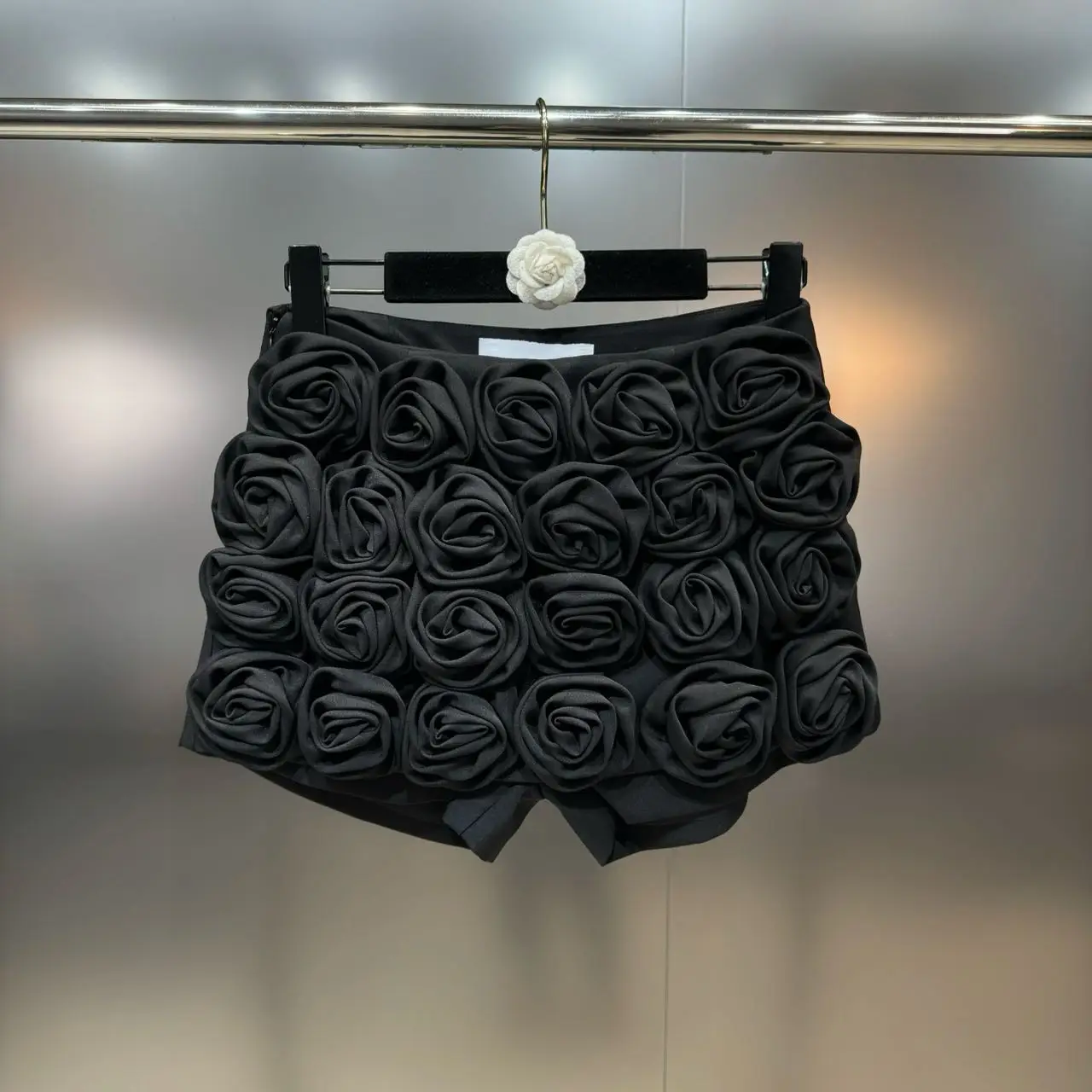 DEAT Trendy Fashion Women's 3D Flower Mini Skirts 2026 Spring New Items High Waist Wrap Hip Solid Color Skirt Female 11XX8807