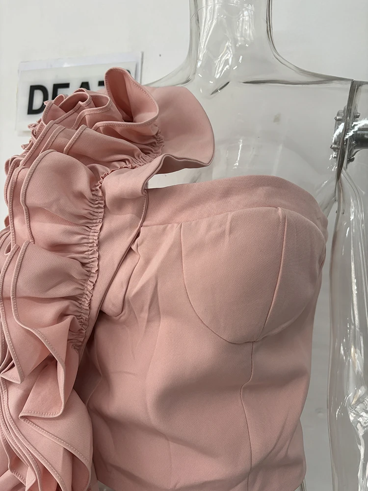 DEAT Trendy Fashion Women's 3D Flower Mini Skirts 2026 Spring New Items High Waist Wrap Hip Solid Color Skirt Female 11XX8807
