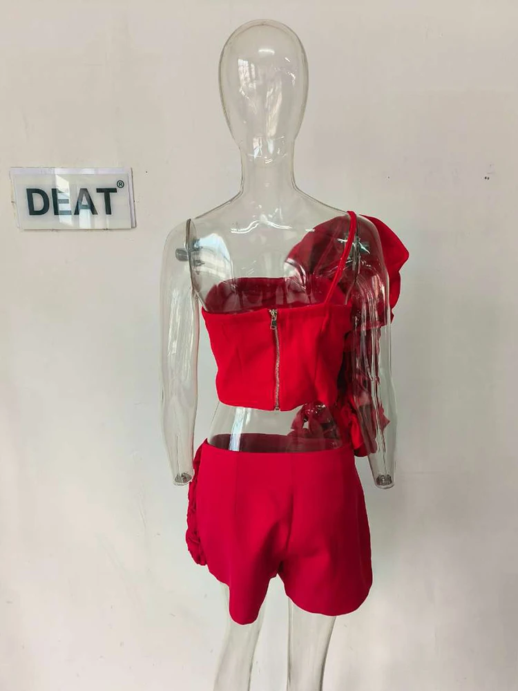 DEAT Trendy Fashion Women's 3D Flower Mini Skirts 2026 Spring New Items High Waist Wrap Hip Solid Color Skirt Female 11XX8807