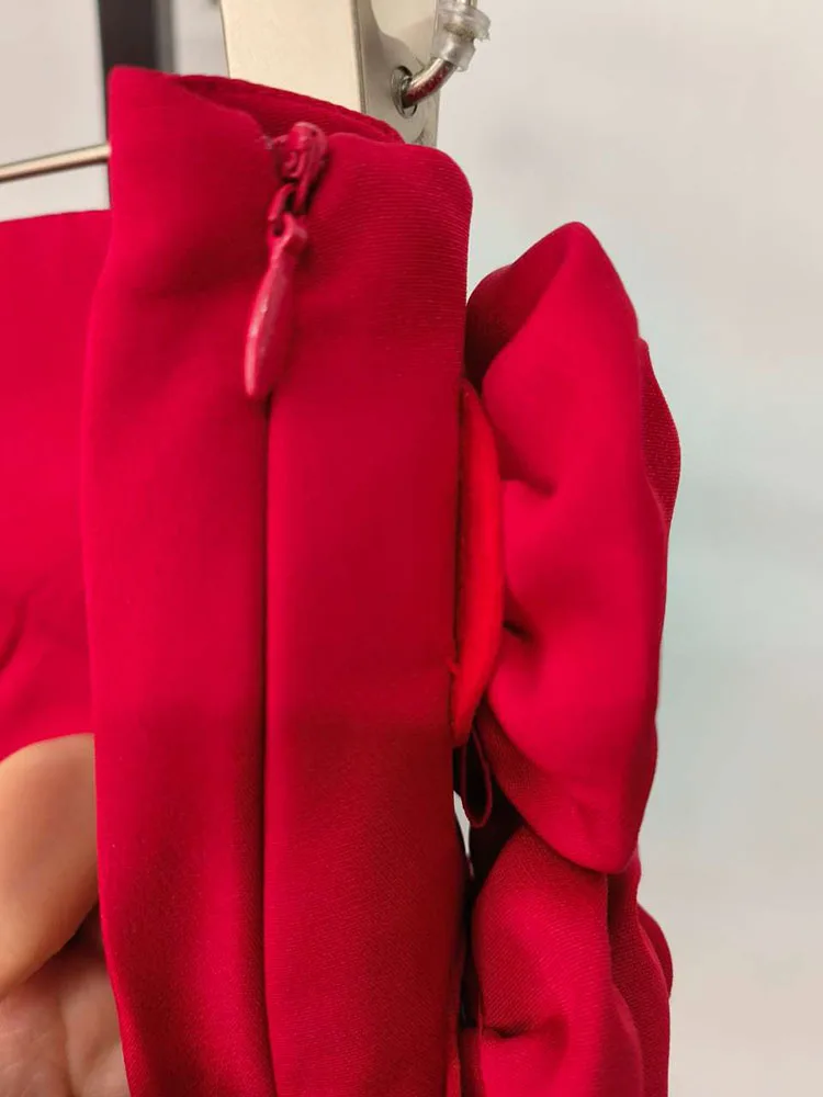 DEAT Trendy Fashion Women's 3D Flower Mini Skirts 2026 Spring New Items High Waist Wrap Hip Solid Color Skirt Female 11XX8807