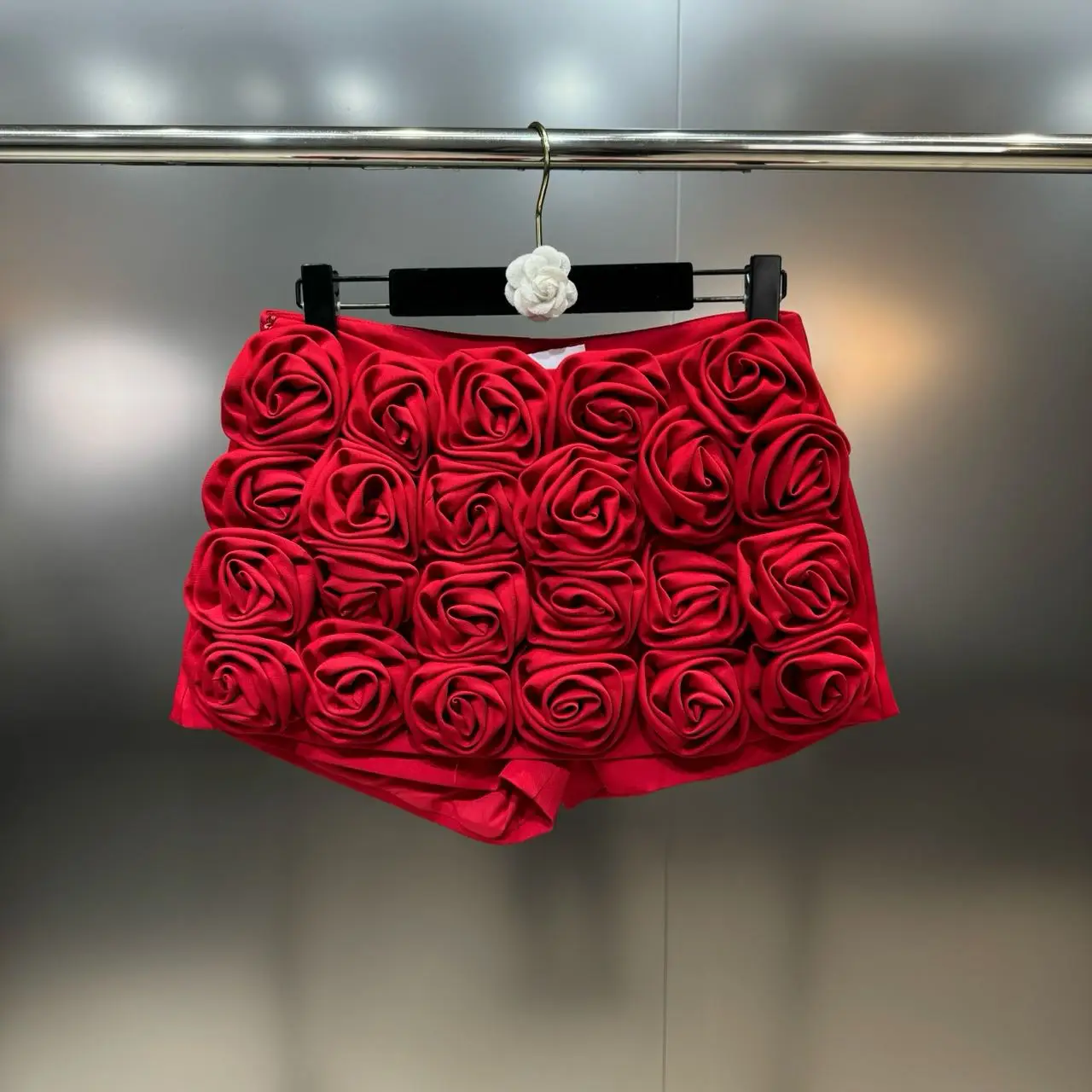 DEAT Trendy Fashion Women's 3D Flower Mini Skirts 2026 Spring New Items High Waist Wrap Hip Solid Color Skirt Female 11XX8807