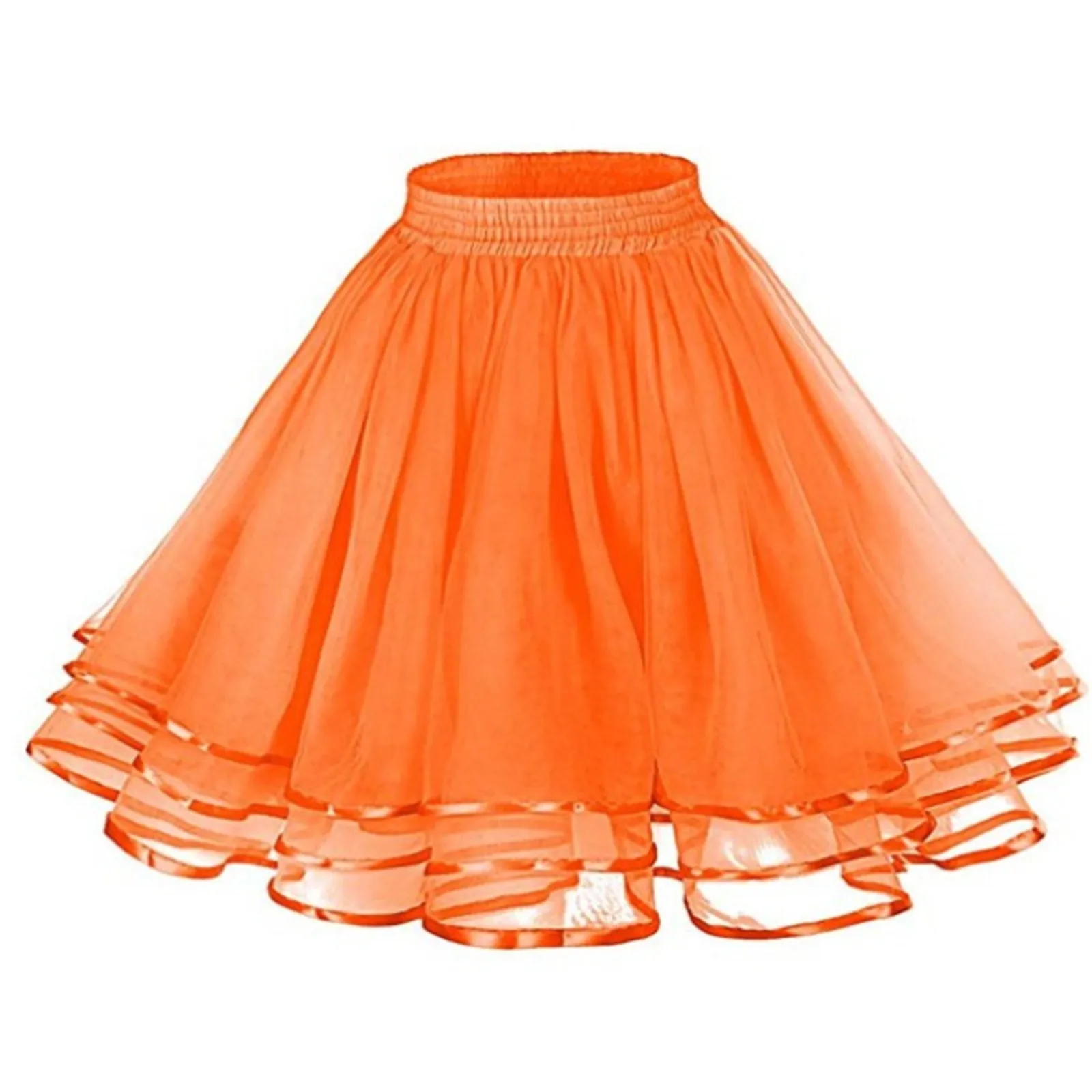 Versatile Skater Women A-Line Skirt Fashion Layered High Waist Tutu Skirt Adult Dancing Costumes Large Swing Pleated Tulle Skirt