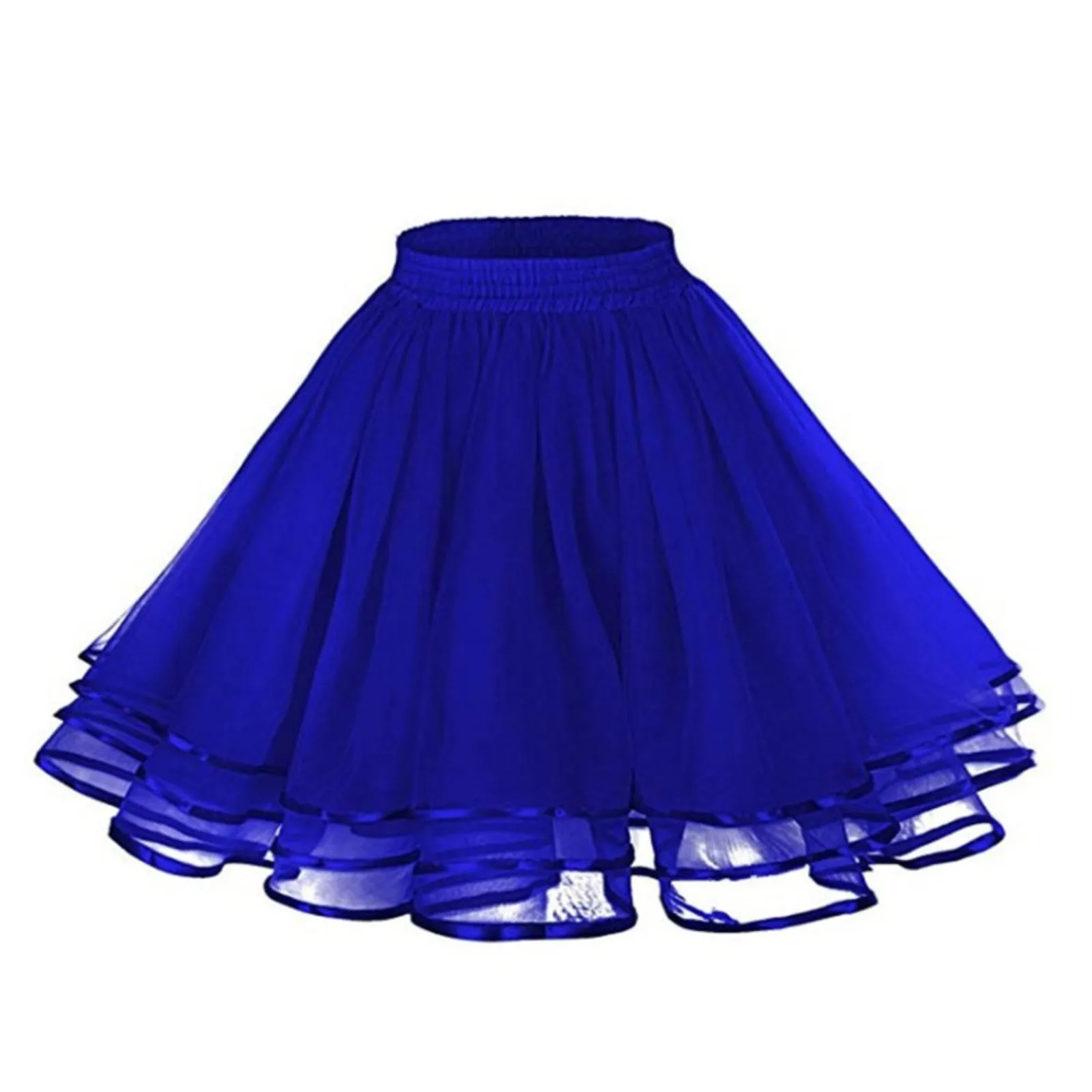 Versatile Skater Women A-Line Skirt Fashion Layered High Waist Tutu Skirt Adult Dancing Costumes Large Swing Pleated Tulle Skirt