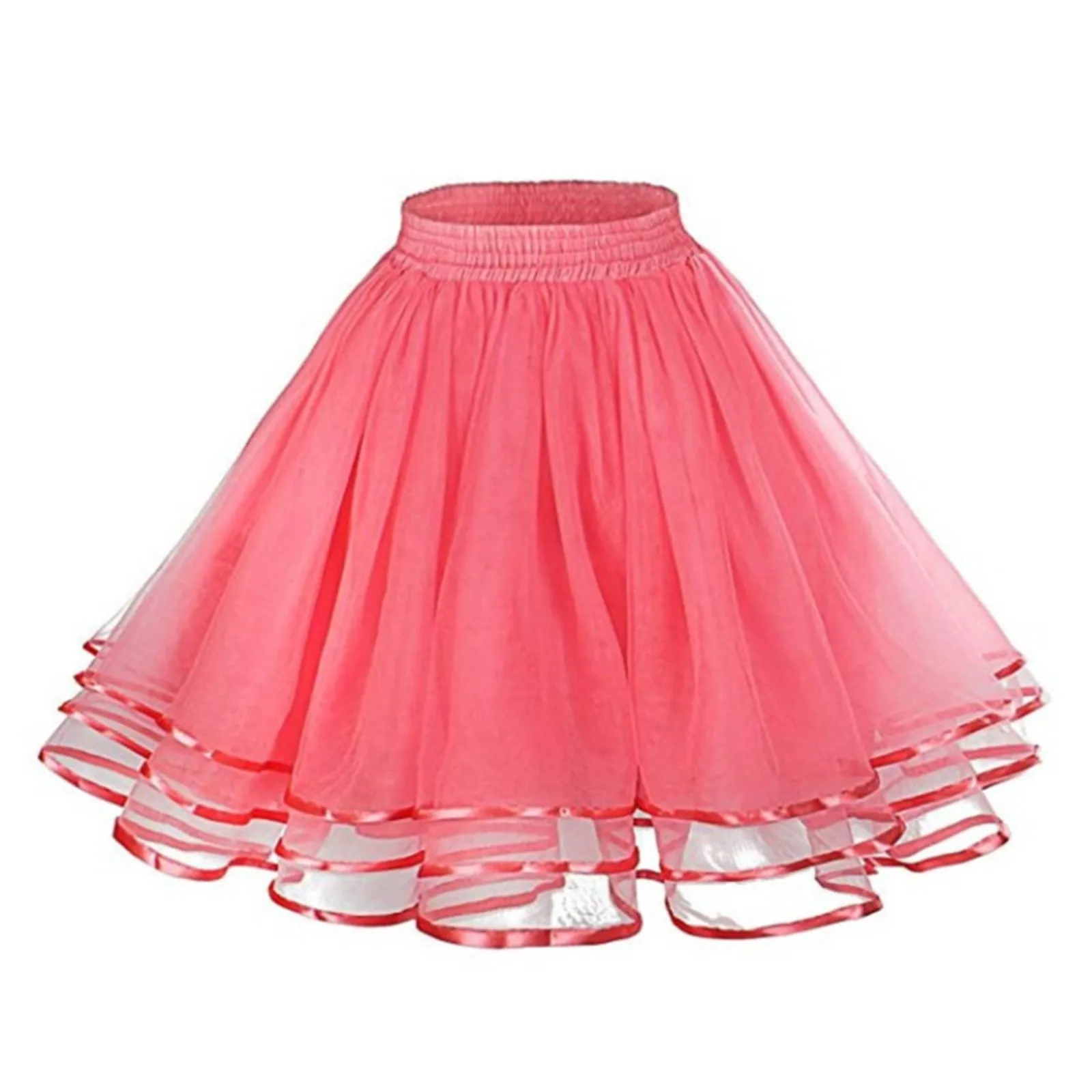 Versatile Skater Women A-Line Skirt Fashion Layered High Waist Tutu Skirt Adult Dancing Costumes Large Swing Pleated Tulle Skirt