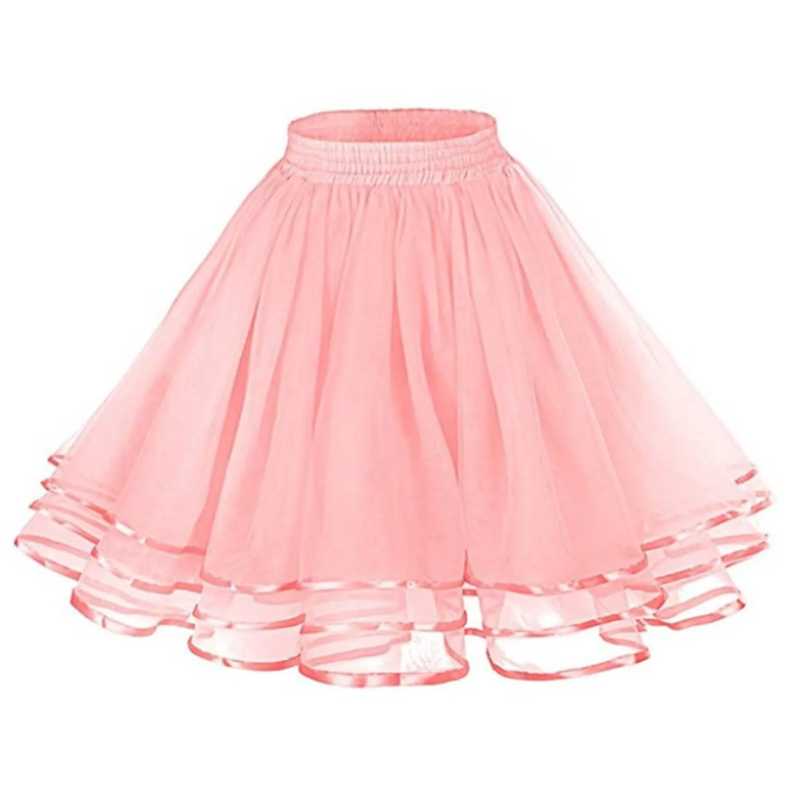 Versatile Skater Women A-Line Skirt Fashion Layered High Waist Tutu Skirt Adult Dancing Costumes Large Swing Pleated Tulle Skirt