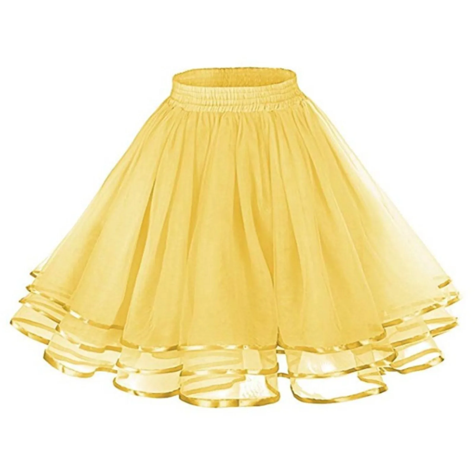 Versatile Skater Women A-Line Skirt Fashion Layered High Waist Tutu Skirt Adult Dancing Costumes Large Swing Pleated Tulle Skirt
