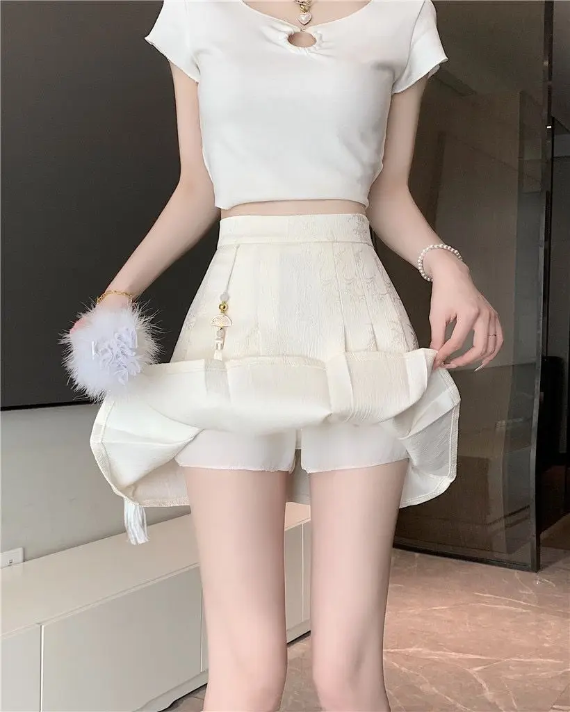 New Chinese style jacquard skirt for women, versatile and fashionable in early autumn, slimming and casual pleated skirt