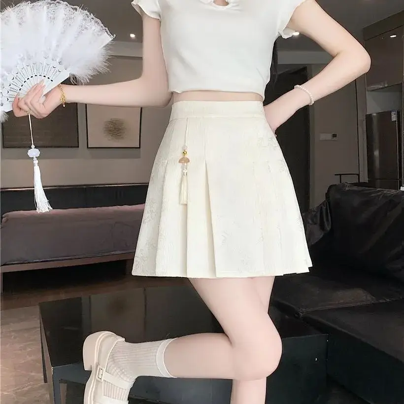 New Chinese style jacquard skirt for women, versatile and fashionable in early autumn, slimming and casual pleated skirt