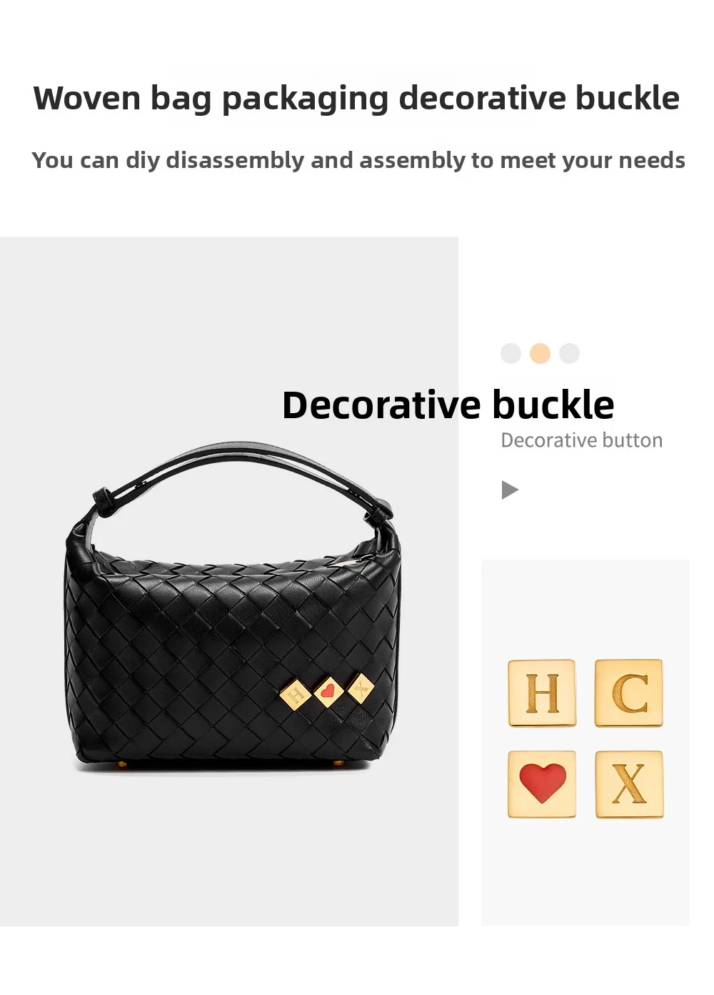 Letter Decoration Buckle For Woven Bags Handmade Diy Small Gold Buckle Durable Fashion High-quality Love Letter Bag Accessories