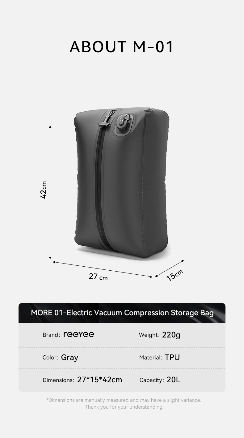 ReeYee Automatic Vacuum Storage Bags for Clothes, Travel Space Saver for Down Jackets, Waterproof & Airtight Compression Bag