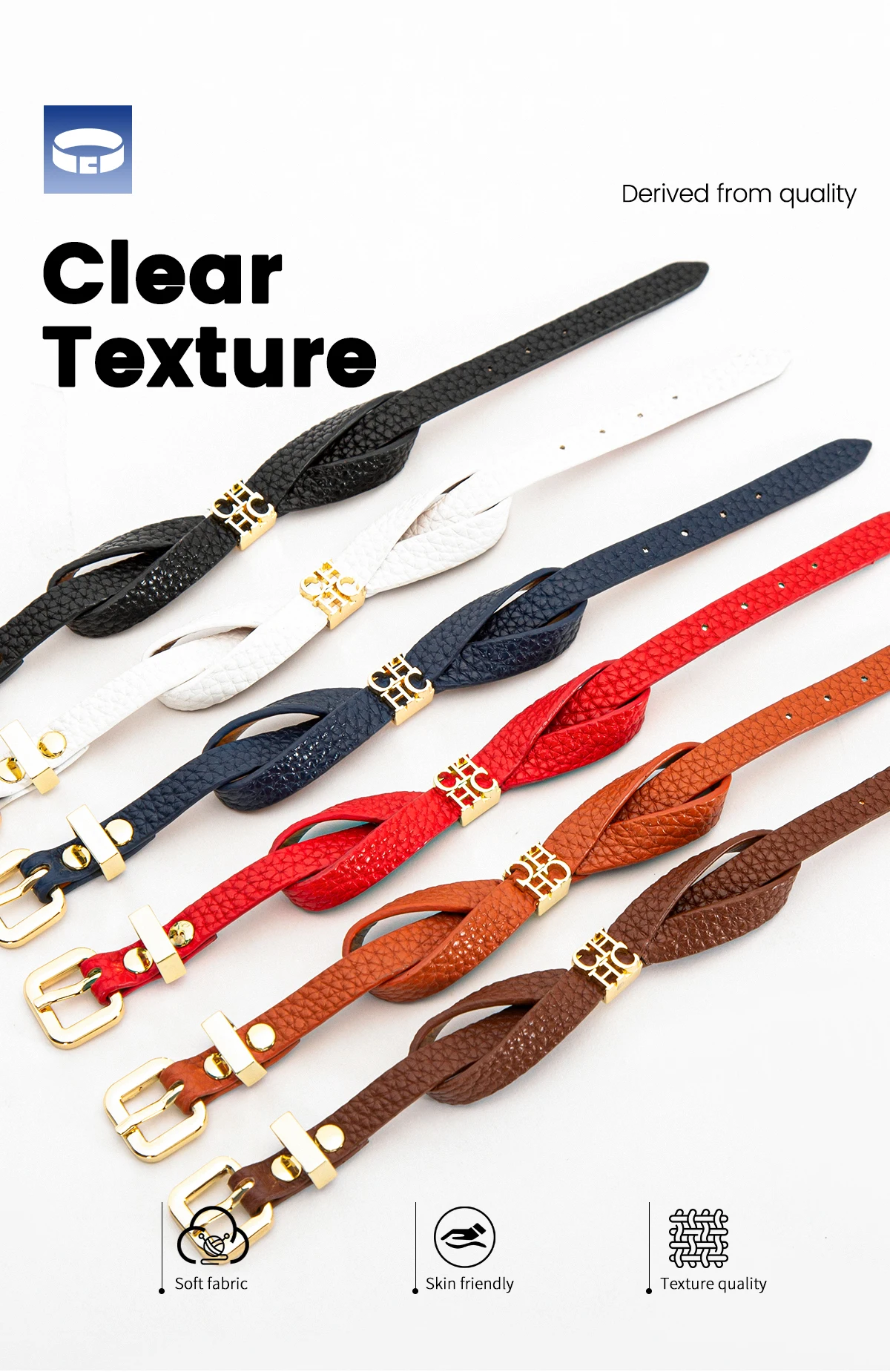 CH Dual Design Wristband Can Be Freely Matched New Fashionable Street Style Women's Multifunctional Bracelet