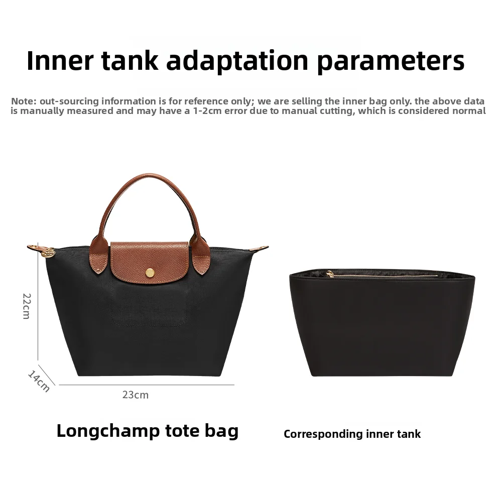 Bag organizer insert for longchamp S M L nylon storage durable bag support storage inner modification bag accessories