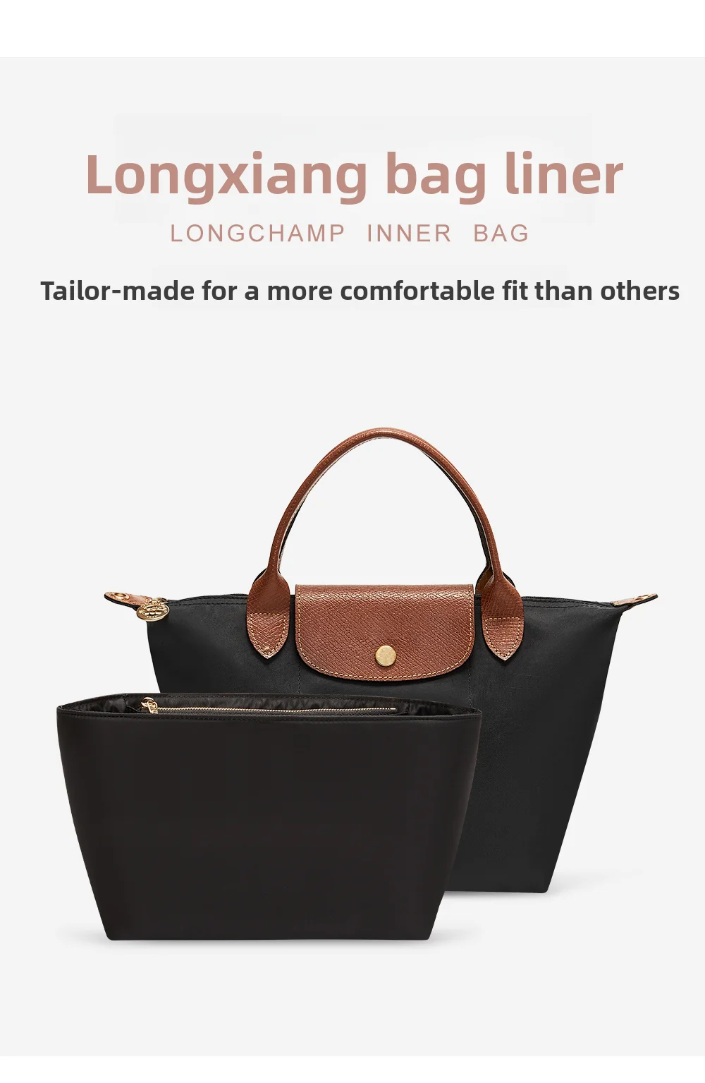 Bag organizer insert for longchamp S M L nylon storage durable bag support storage inner modification bag accessories