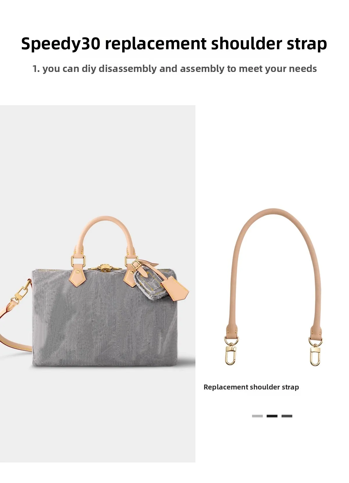 Cowhide leather shoulder strap for speedy 25 30 women bag soft replacement bag strap bag insert modification accessories