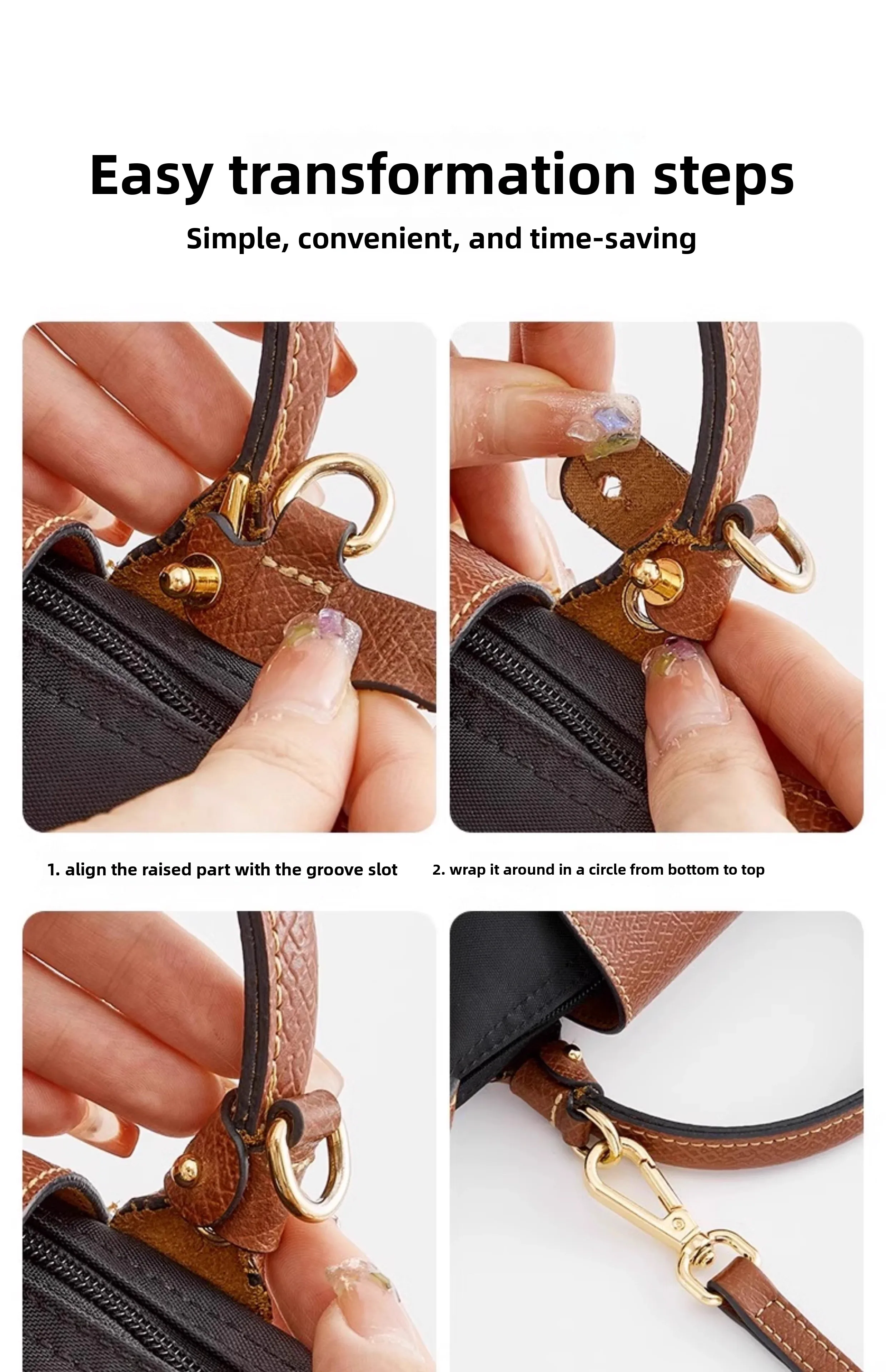 Mini Bags Leather Shoulder Strap Kit Fit For Longchamp Mini Pouch Adjustable Crossbody Small Bag Accessories