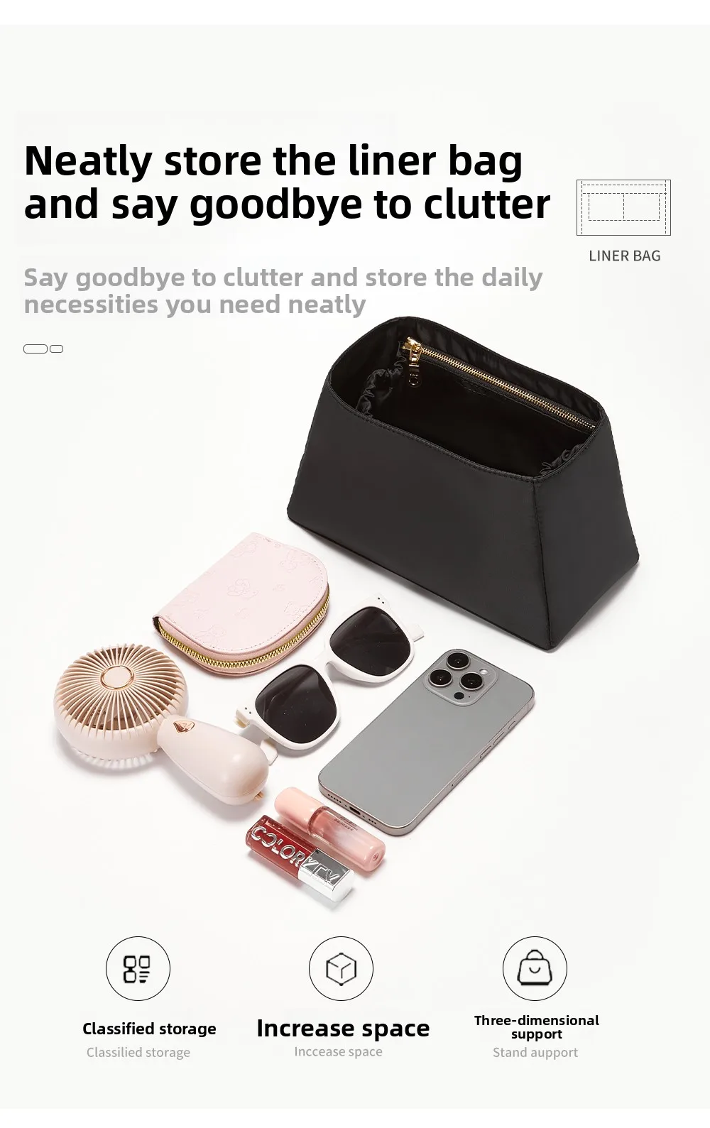 Bag Organizer Insert For Chanel 25bag S Bag Support Nylon Bag Insert Storage Chain Bag Transform Accessories