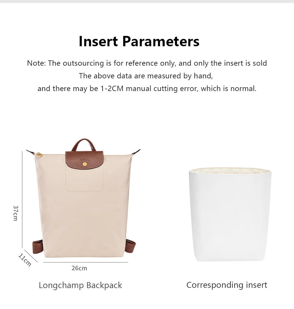 Bag Organizer Insert For Longchamp Backpack Waterproof Bag Insert Storage Lightweight Bag Support Dupont Paper Bag Accessories