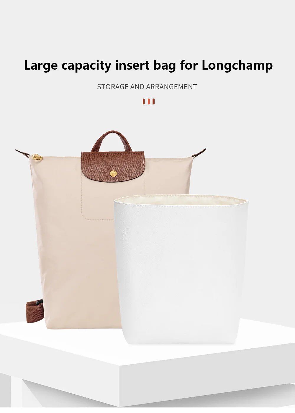 Bag Organizer Insert For Longchamp Backpack Waterproof Bag Insert Storage Lightweight Bag Support Dupont Paper Bag Accessories