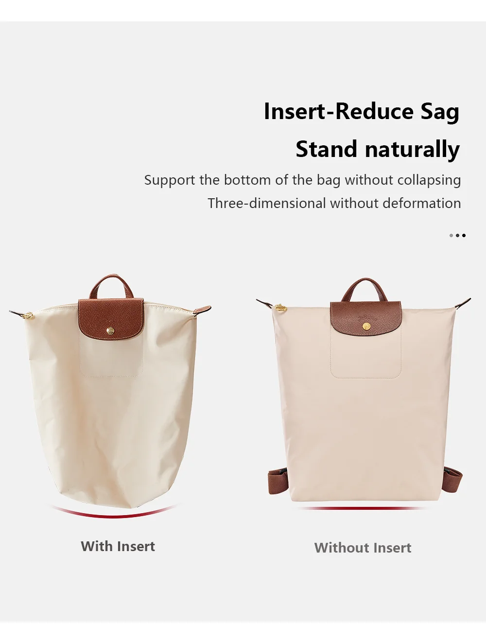 Bag Organizer Insert For Longchamp Backpack Waterproof Bag Insert Storage Lightweight Bag Support Dupont Paper Bag Accessories