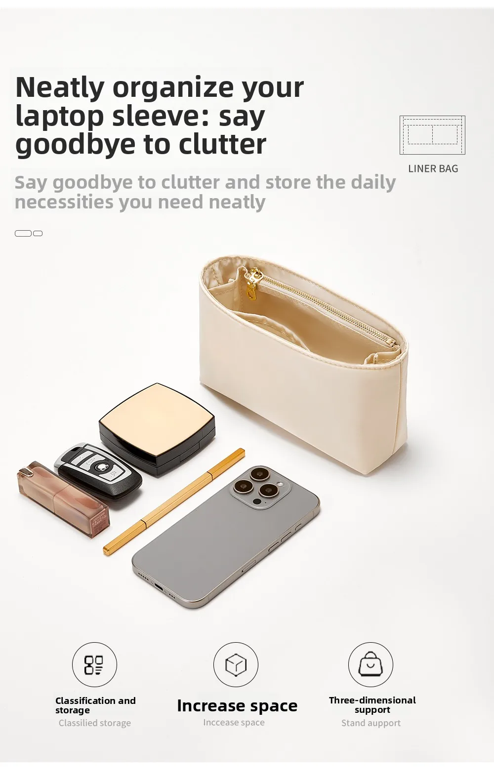 Nylon Bag Organizer Insert For Mini Herbag,Waterproof Bag Insert Bag Storage Bag Support,Bag Inner Bag Replacement Accessories