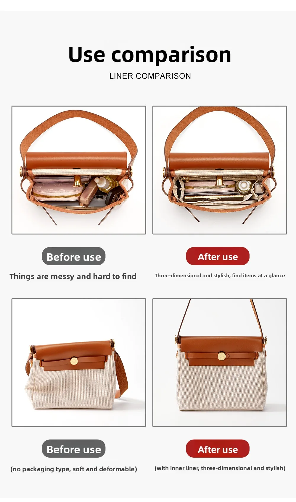 Nylon Bag Organizer Insert For Mini Herbag,Waterproof Bag Insert Bag Storage Bag Support,Bag Inner Bag Replacement Accessories