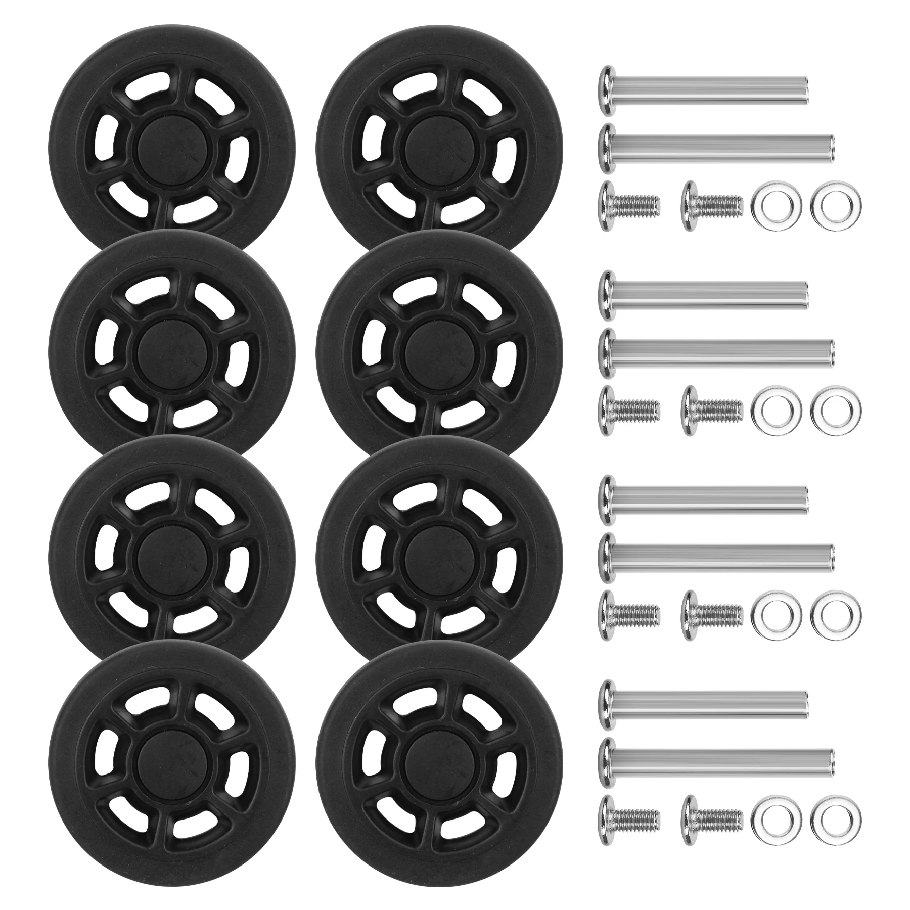 8Pcs Black Replace Wheels with Screw For Travel Luggage Suitcase Wheels 55mm Axles Repair Kit Silent Caster Wheel DIY Repair