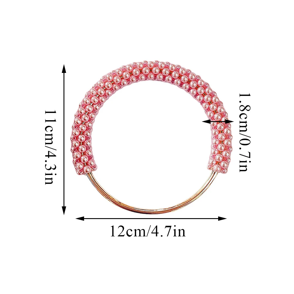 Fashion Pearl Women's Handbag Handles DIY Braided Bead Accessories For Handbags Handmade Metal Round Purse Frame For Bags Patrs