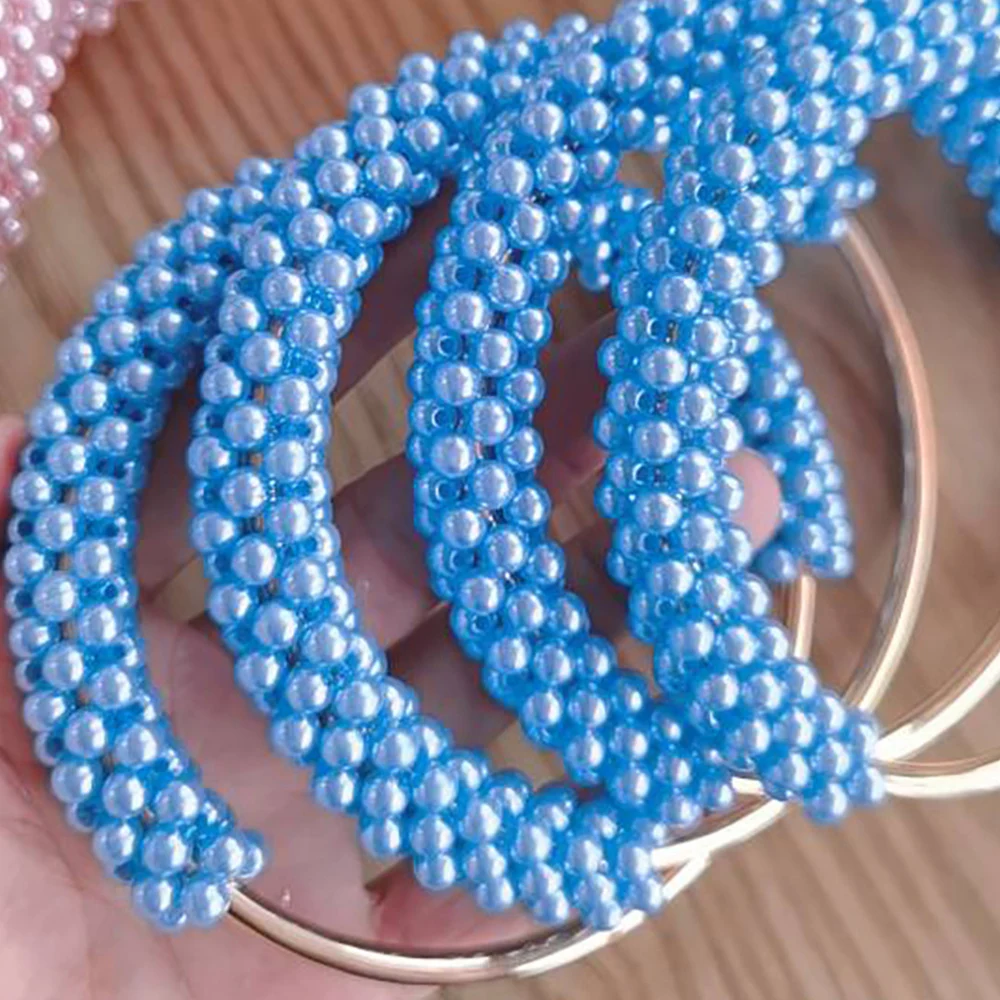Fashion Pearl Women's Handbag Handles DIY Braided Bead Accessories For Handbags Handmade Metal Round Purse Frame For Bags Patrs