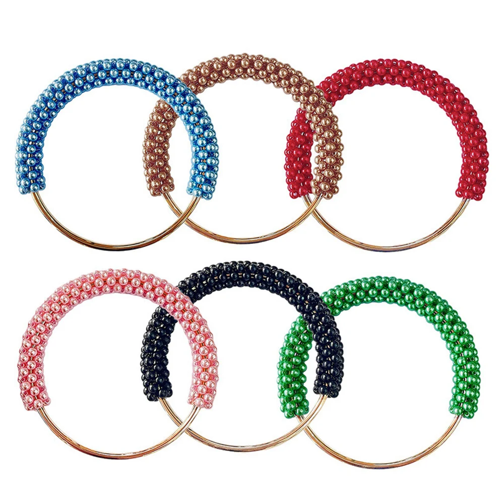 Fashion Pearl Women's Handbag Handles DIY Braided Bead Accessories For Handbags Handmade Metal Round Purse Frame For Bags Patrs