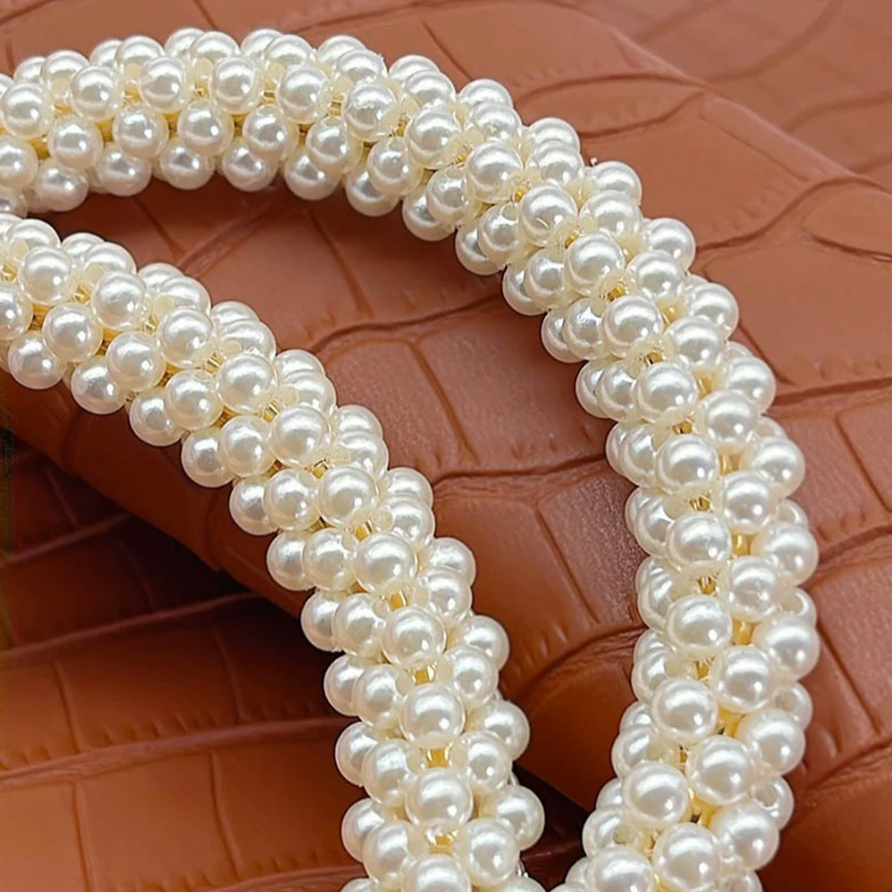 Fashion Pearl Women's Handbag Handles DIY Braided Bead Accessories For Handbags Handmade Metal Round Purse Frame For Bags Patrs